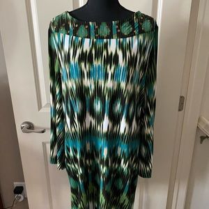 Large Alfani Multi-colored dress or top with tights.